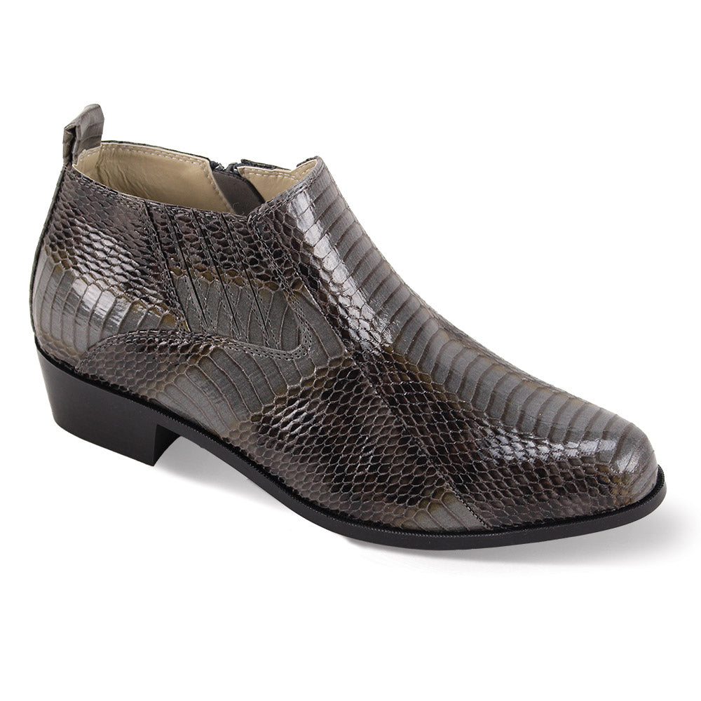 ANTONIO CERRELLI Men's Grey Snake Print Faux Leather Cuban Heel Dress Boots Size 10 Zipper Pull On Pointed Toe Fashionable Ankle Footwear ANTONIO CERRELLI Men's Grey Snake Print Faux Leather Cuban Heel Dress Boots Size 10 Zipper Pull On Pointed Toe Fashionable Ankle Footwear