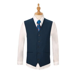Midnight Blue Vested Sharkskin Suit