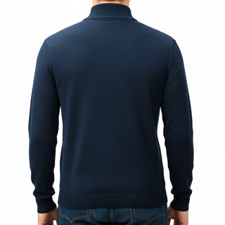 Navy Quarter-Zip Traditional Fit Pullover Sweater