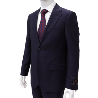 100% Wool 1 Button Notch Lapel Modern Fit Blue Suit