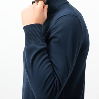 Navy Quarter-Zip Traditional Fit Pullover Sweater