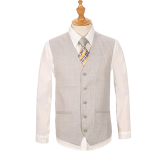 Shell/Beige Vested Sharkskin Suit