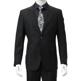 100% Wool 2 Button Modern Fit Black Suit