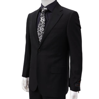 100% Wool 2 Button Modern Fit Black Suit