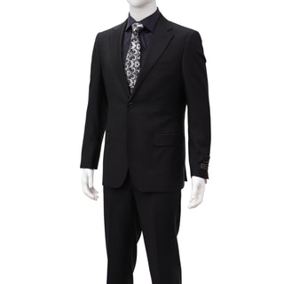 100% Wool 2 Button Modern Fit Black Suit