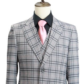 3 Piece Extrema Plaid Suit Grey 524