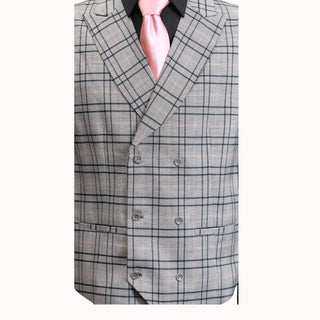 3 Piece Extrema Plaid Suit Grey 524