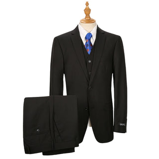 Black Vested Sharkskin Suit