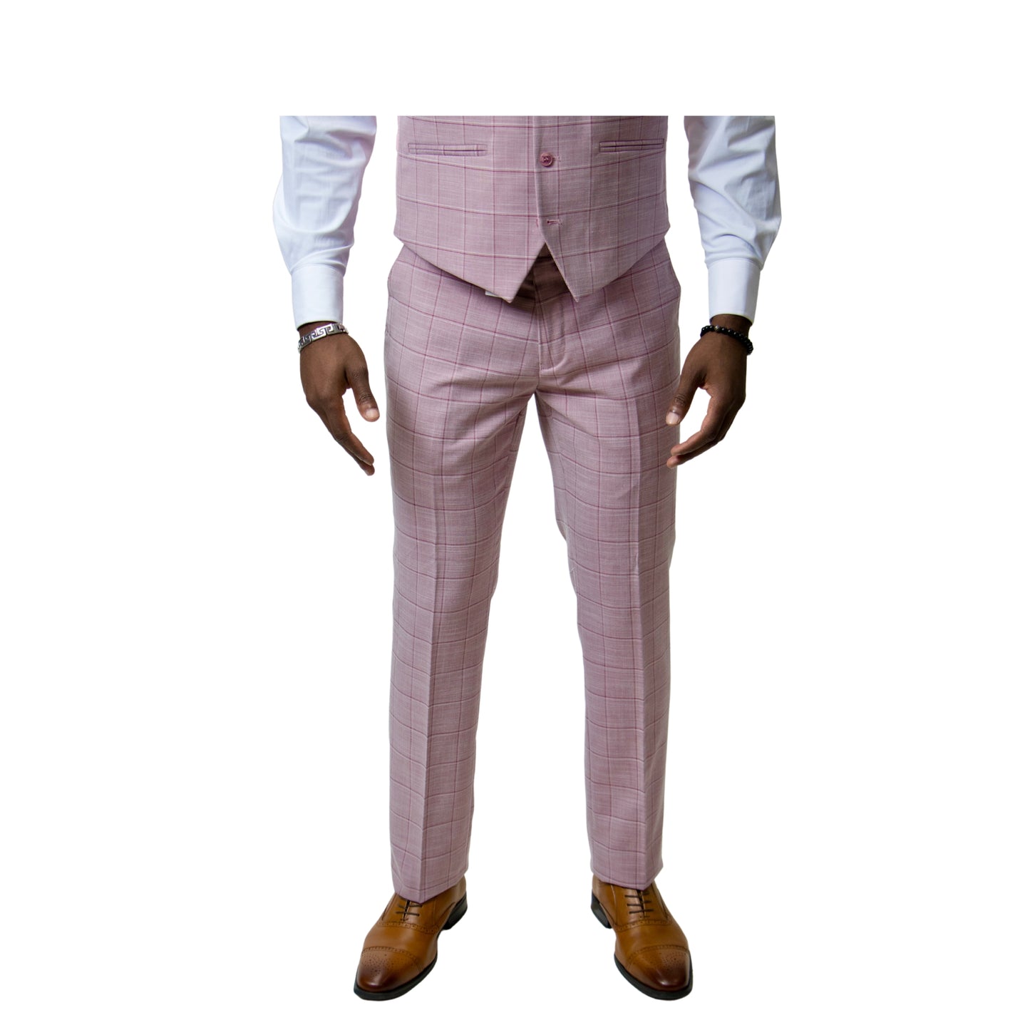 Pino Baldini Vested Wine Plaid Slim Fit Suits