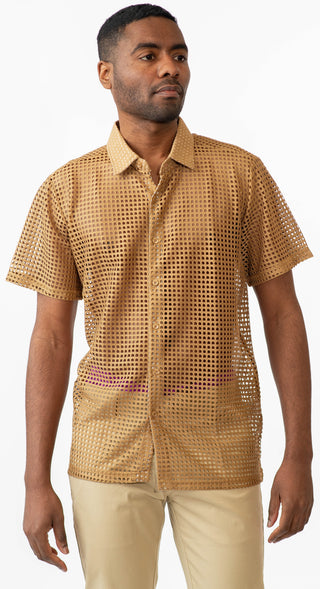 Solid Crochet Knit Shirt