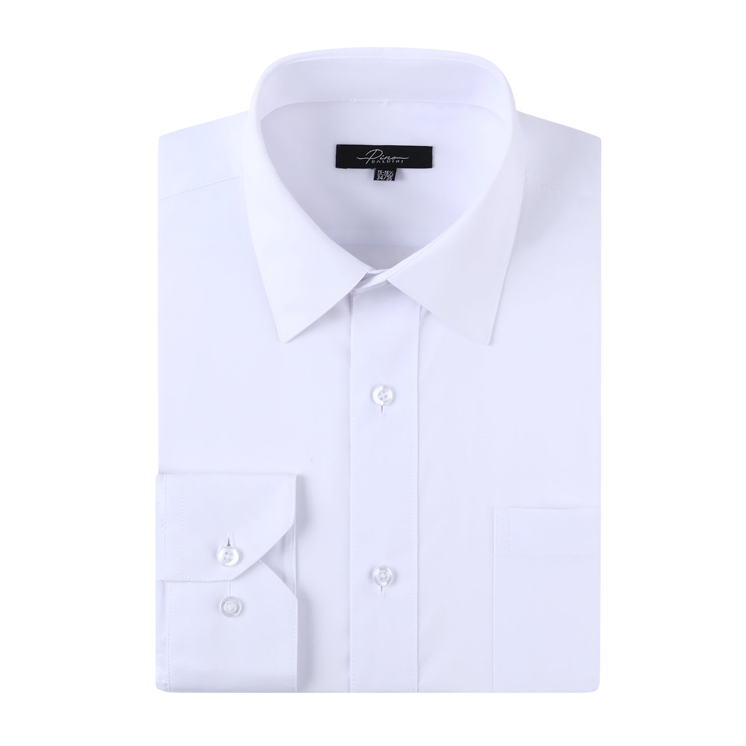 PINO BALDINI Mens White Slim Fit Convertible Cuff Dress Shirt 17.5" Neck 34-35" Sleeve Cotton Polyester Blend Formal Business Attire PINO BALDINI Mens White Slim Fit Convertible Cuff Dress Shirt 17.5" Neck 34-35" Sleeve Cotton Polyester Blend Formal Business Attire