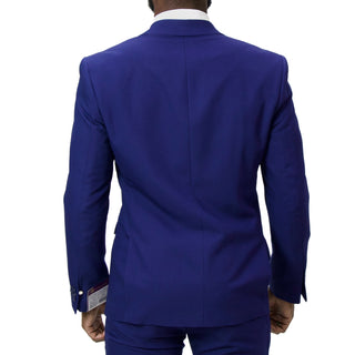 1 Button Peak Lapel Slim Fit Suit - Ink Blue