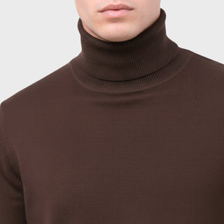 Brown Traditional Fit Turtleneck Sweater
