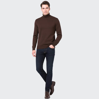 Brown Traditional Fit Turtleneck Sweater