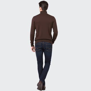 Brown Traditional Fit Turtleneck Sweater