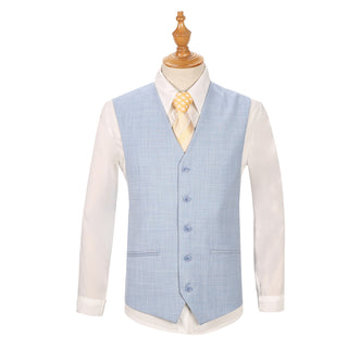 Sky Blue Vested Sharkskin Suit