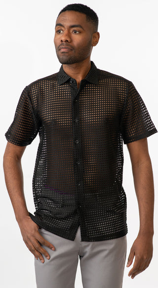 Solid Crochet Knit Shirt