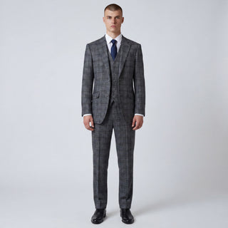 Joseph Michael Piazo Men's Charcoal 3-Piece Plaid Suit