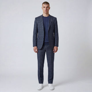 Joseph Michael Piazo Men's Sapphire 3-Piece Plaid Suit