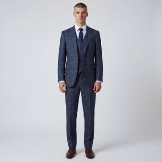 Joseph Michael Piazo Men's Sapphire 3-Piece Plaid Suit