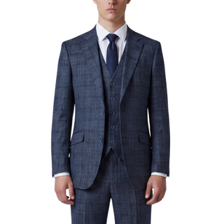 Joseph Michael Piazo Men's Sapphire 3-Piece Plaid Suit