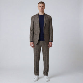 Joseph Michael Piazo Men's Tan 3-Piece Plaid Suit