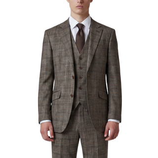 Joseph Michael Piazo Men's Tan 3-Piece Plaid Suit