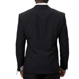 1 Button Peak Lapel Slim Fit Suit - Black