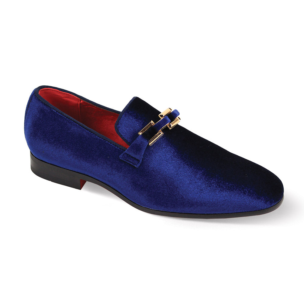 After Midnight Men's Navy Velvet Slip-On Dress Loafer Shoes with Gold Buckle Detail Size 12 After Midnight Men's Navy Velvet Slip-On Dress Loafer Shoes with Gold Buckle Detail Size 12