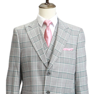 3 Piece Extrema Plaid Suit  Grey 1873