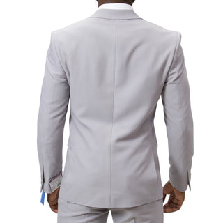 1 Button Peak Lapel Slim Fit Suit - Grey