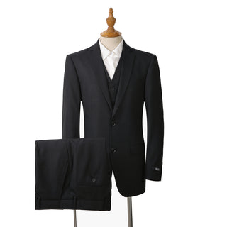 Joseph Michael 7802-38 3-Piece Slim Fit Black Suit - Front View