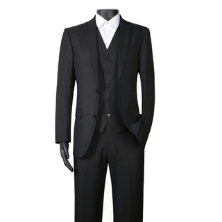 Joseph Michael 7802-38 3-Piece Slim Fit Black Suit - Back View