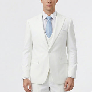 Joseph Michael 29105 White Slim Fit Peak Lapel Vested Suit - Front View
