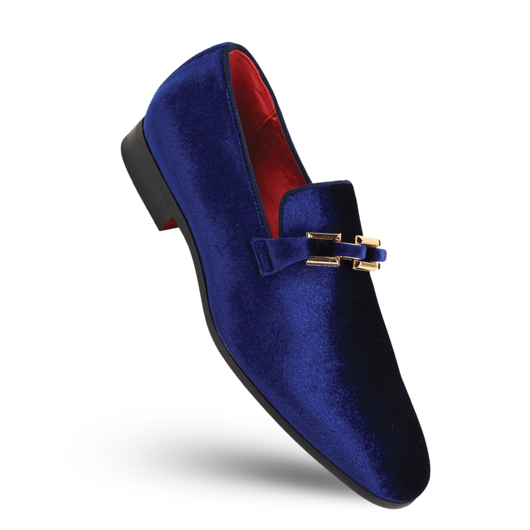 After Midnight Men's Navy Velvet Slip-On Dress Loafer Shoes with Gold Buckle Detail Size 12 After Midnight Men's Navy Velvet Slip-On Dress Loafer Shoes with Gold Buckle Detail Size 12