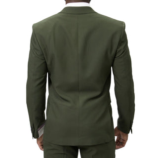 1 Button Peak Lapel Slim Fit Suit - Hunter Green