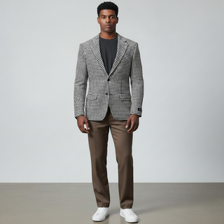 Houndstooth Regular/Modern Fit Sportcoat - Black & White