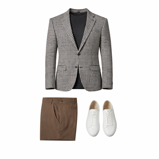 Houndstooth Regular/Modern Fit Sportcoat - Black & White