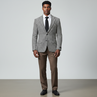 Houndstooth Regular/Modern Fit Sportcoat - Black & White