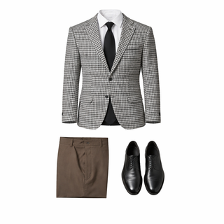 Houndstooth Regular/Modern Fit Sportcoat - Black & White