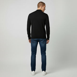 Black Traditional Fit Mockneck Sweater