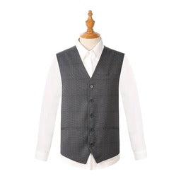 Joseph Michael 87061-3 3-Piece Slim Fit Grey Plaid Suit - Detail View