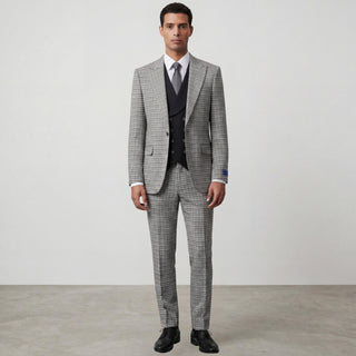 Joseph Michael Viola 9-23758-2 Natural 3Pc Plaid Suit - Detail View