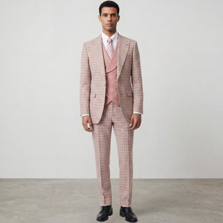 Viola 9-23758-3 Blush Pino Baldini 3Pc Plaid Suit - Detail View