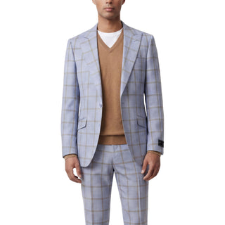 Angelo 9-9480-1 Steel Blue Pino Baldini 3Pc Plaid Suit - Side View