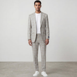 Angelo 9-9480-2 Camel Pino Baldini 3Pc Plaid Suit - Back View