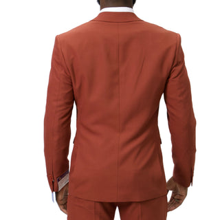 1 Button Peak Lapel Slim Fit Suit - Rust