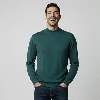 Hunter Green Traditional Fit Mockneck Sweater