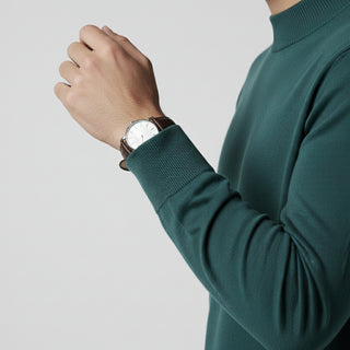 Hunter Green Traditional Fit Mockneck Sweater