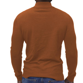Rust Quarter-Zip Traditional Fit Pullover Sweater